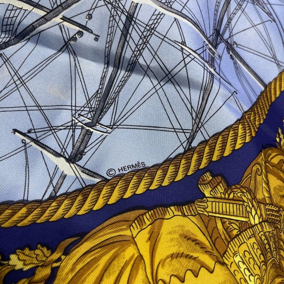 Hermes scarf Carre 90 Navy Blue Silk100% - Picture 13 of 13